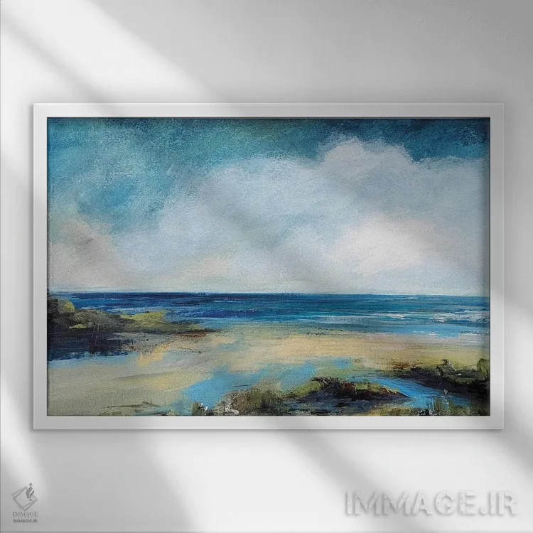 تابلو انتزاعی برکه های سنگی اثر هایدی کلاوسون - نمای قابدار سفید