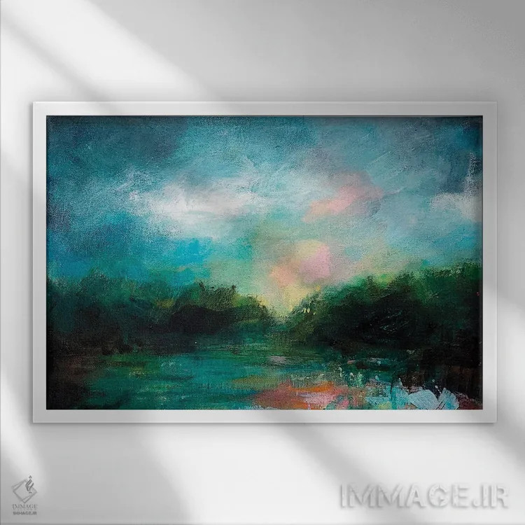 تابلو انتزاعی چکاوک اثر هایدی کلاوسون - نمای قابدار سفید