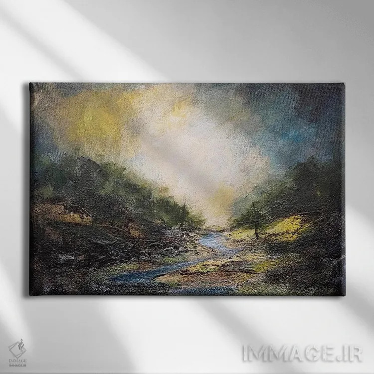 تابلو انتزاعی رام نشده اثر هایدی کلاوسون - نمای روبهرو روی دیوار