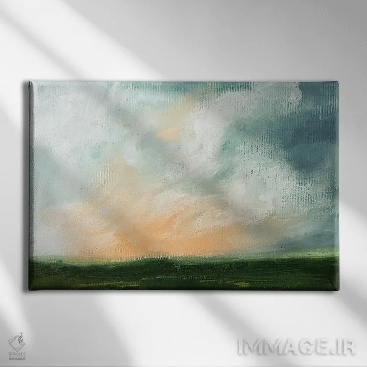 تابلو انتزاعی نور کم رنگ شونده اثر هایدی کلاوسون - نمای روبهرو روی دیوار