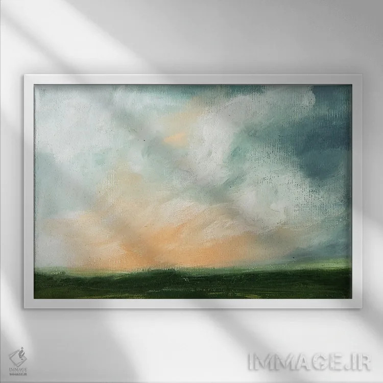 تابلو انتزاعی نور کم رنگ شونده اثر هایدی کلاوسون - نمای قابدار سفید