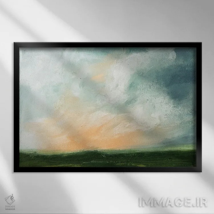 تابلو انتزاعی نور کم رنگ شونده اثر هایدی کلاوسون - نمای قابدار مشکی