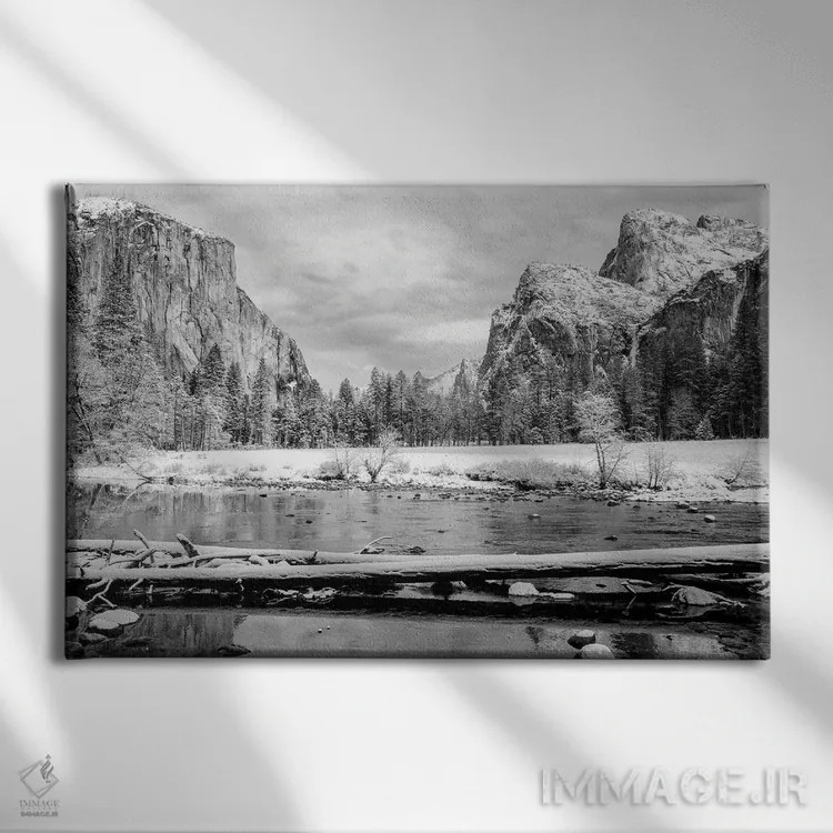 تابلو دکوراتیو منظره زمستانی دره یوسیمیتی اثر استیفن هاجتس - نمای روبهرو روی دیوار