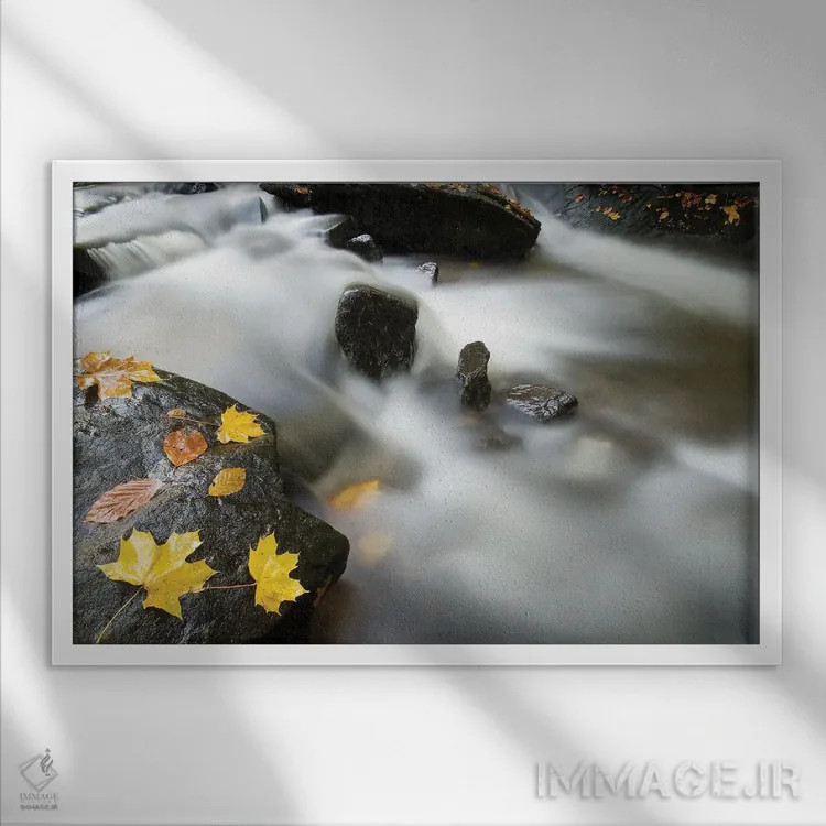 تابلو دکوراتیو رنگ آب پاییزی اثر استیفن هاجتس - نمای قابدار سفید