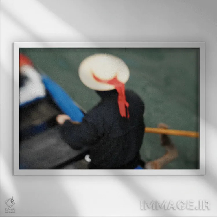 تابلو دکوراتیو گاندول ران ونیز اثر استیفن هاجتس - نمای قابدار سفید