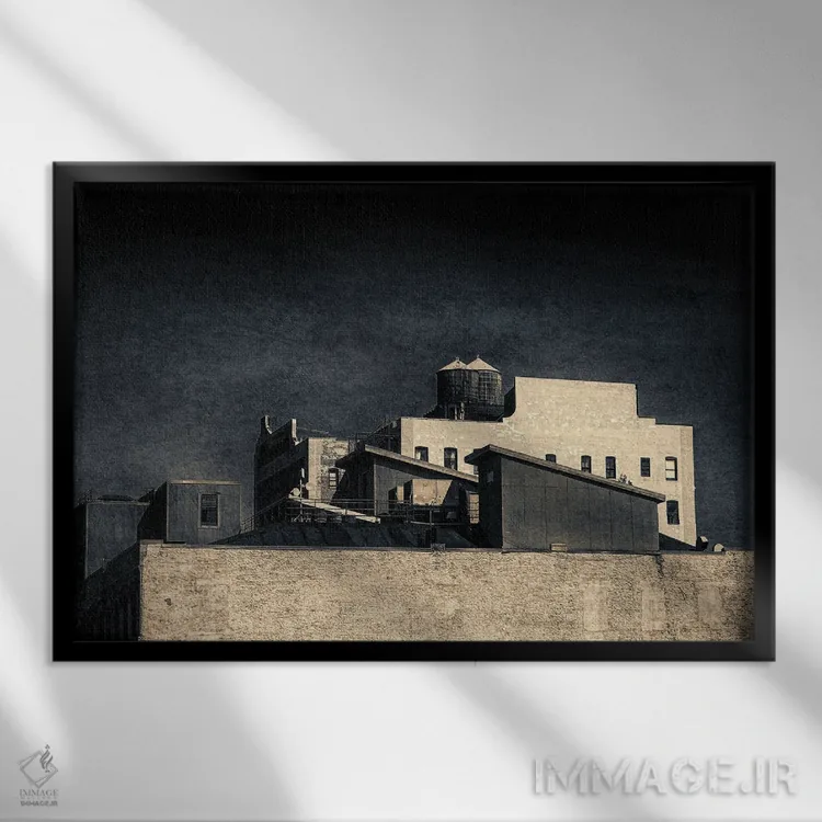 تابلو دکوراتیو بام های منهتن نیویورک اثر استیفن هاجتس - نمای قابدار مشکی