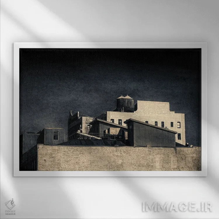 تابلو دکوراتیو بام های منهتن نیویورک اثر استیفن هاجتس - نمای قابدار سفید