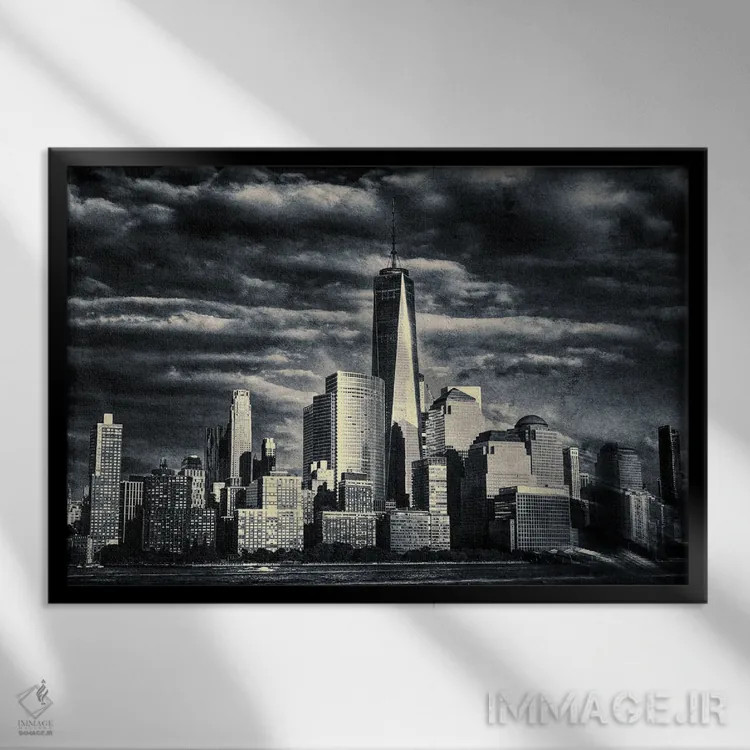 تابلو دکوراتیو افق منهتن اثر استیفن هاجتس - نمای قابدار مشکی