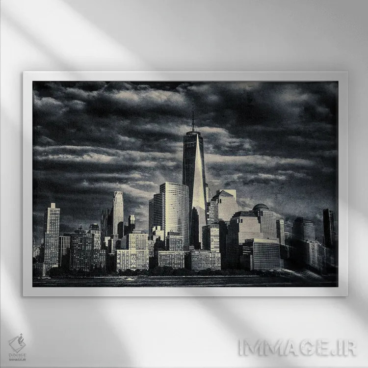 تابلو دکوراتیو افق منهتن اثر استیفن هاجتس - نمای قابدار سفید