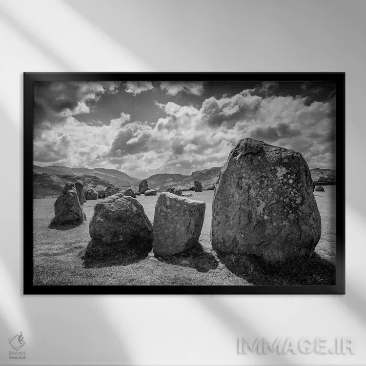 تابلو دکوراتیو دایره سنگی کستلریگ پارک ملی لیک دیستریکت اثر استیفن هاجتس - نمای قابدار مشکی