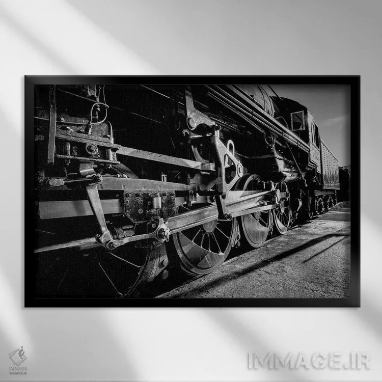 تابلو دکوراتیو لوکوموتیو بخار ۶۰۶۴ اثر استیفن هاجتس - نمای قابدار مشکی