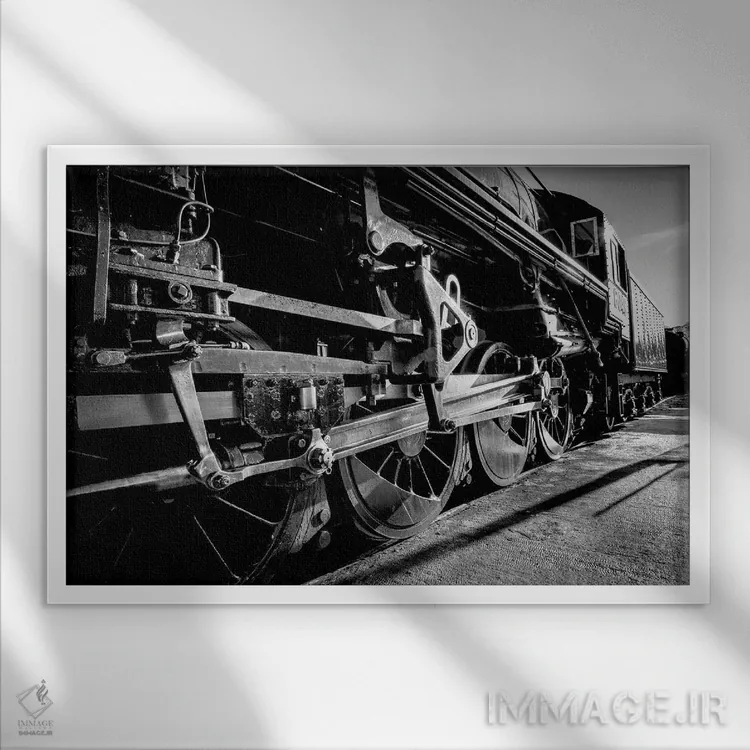 تابلو دکوراتیو لوکوموتیو بخار ۶۰۶۴ اثر استیفن هاجتس - نمای قابدار سفید