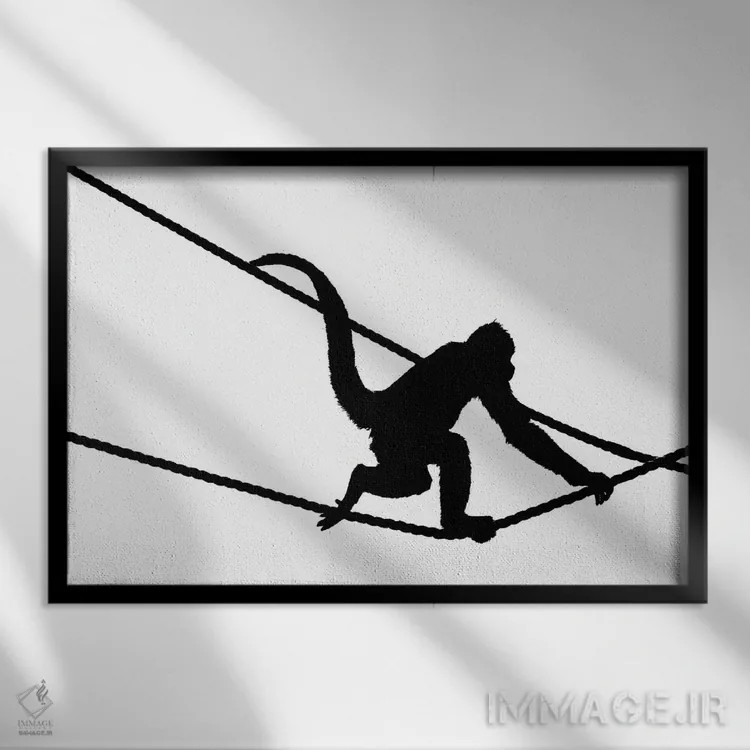 تابلو دکوراتیو مطالعه میمون اثر استیفن هاجتس - نمای قابدار مشکی