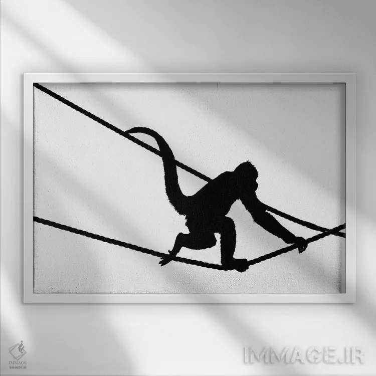 تابلو دکوراتیو مطالعه میمون اثر استیفن هاجتس - نمای قابدار سفید