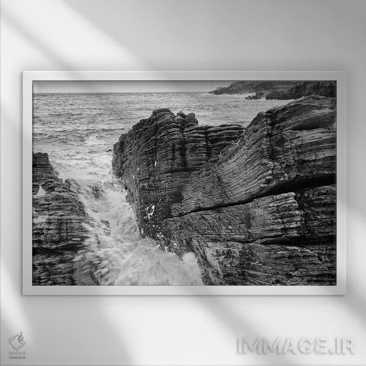 تابلو دکوراتیو مطالعه صخره تالمین اثر استیفن هاجتس - نمای قابدار سفید