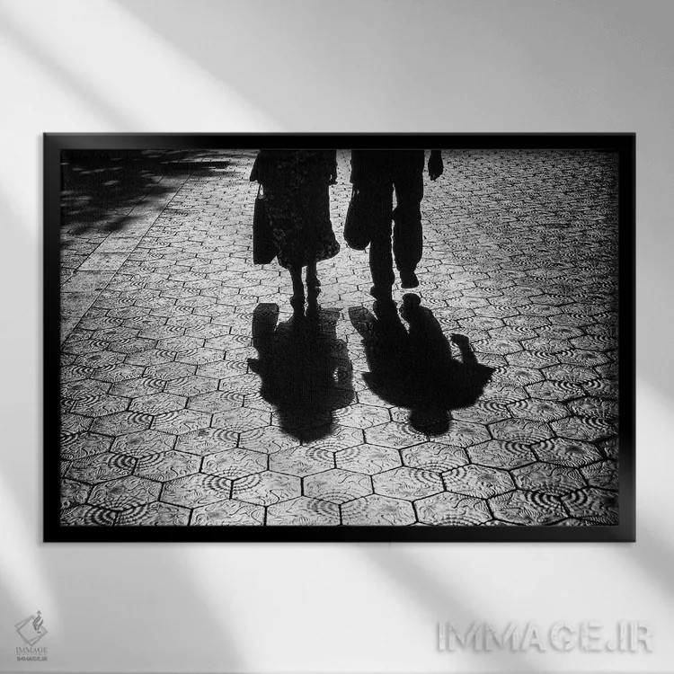 تابلو دکوراتیو خیابان پاسئو د گراسیا بارسلونا اثر استیفن هاجتس - نمای قابدار مشکی