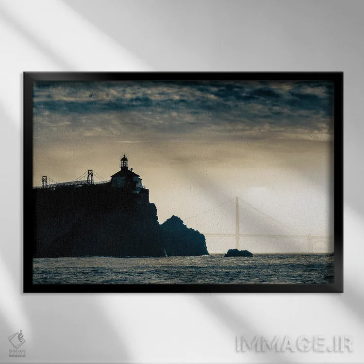 تابلو دکوراتیو پل گلدن گیت اثر استیفن هاجتس - نمای قابدار مشکی
