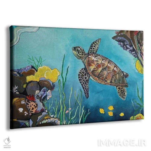 تابلو دکوراتیو لاک پشت زیر دریا اثر هیدن هیل - نمای پرسپکتیو محصول