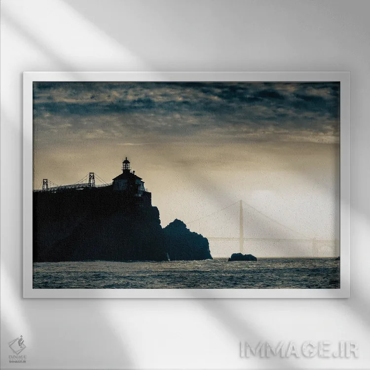 تابلو دکوراتیو پل گلدن گیت اثر استیفن هاجتس - نمای قابدار سفید