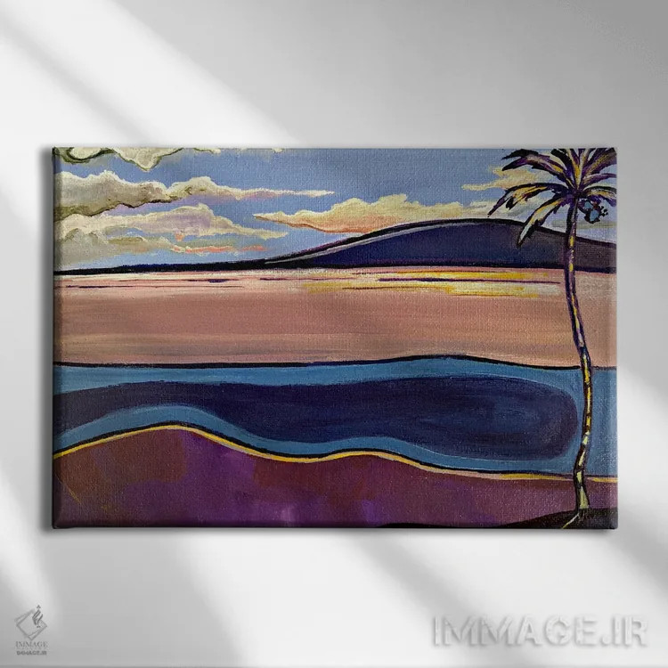 تابلو دکوراتیو غروب آفتاب در جزیره مولکای اثر هیدن هیل - نمای روبهرو روی دیوار