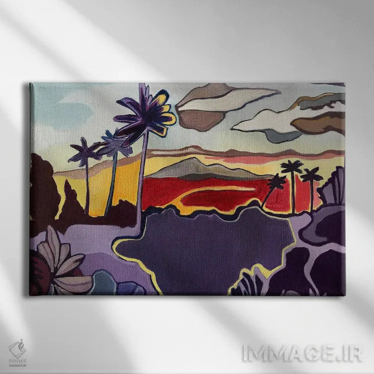 تابلو دکوراتیو غروب رنگارنگ کنا اثر هیدن هیل - نمای روبهرو روی دیوار