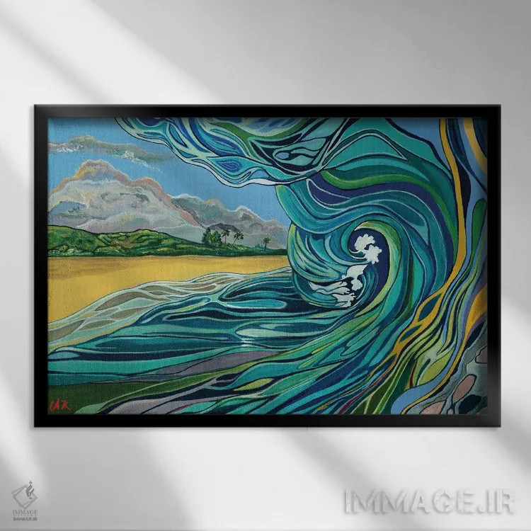 تابلو دکوراتیو خاطرات ساحل شمالی اثر هیدن هیل - نمای قابدار مشکی