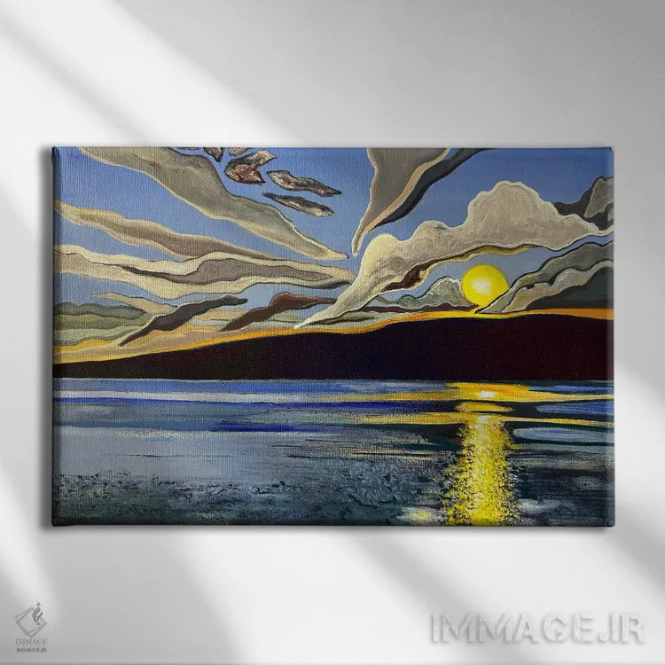 تابلو دکوراتیو غروب آفتاب بر مائویی اثر هیدن هیل - نمای روبهرو روی دیوار