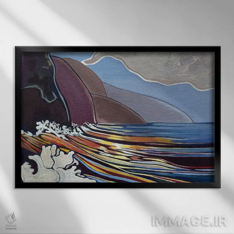 تابلو دکوراتیو ساحل کاوایی اثر هیدن هیل - نمای قابدار مشکی