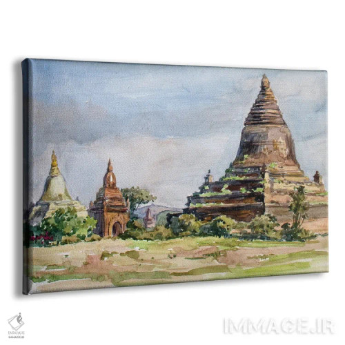 تابلو دکوراتیو پاگوداهای باستانی باگان اثر کنتس آرت - نمای پرسپکتیو محصول