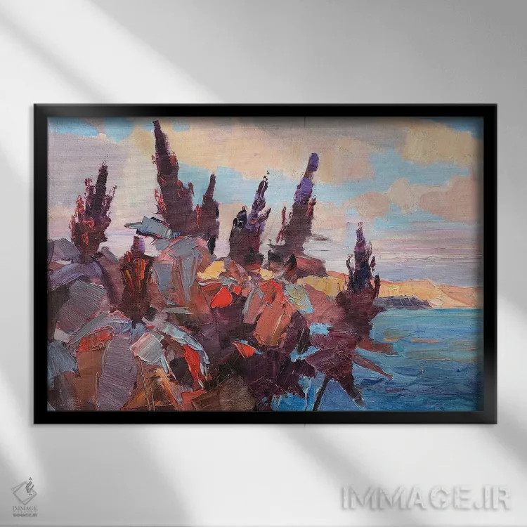 تابلو دکوراتیو گل های پاییزی اثر کنتس آرت - نمای قابدار مشکی