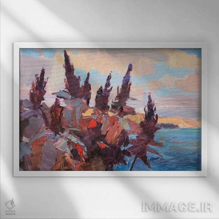 تابلو دکوراتیو گل های پاییزی اثر کنتس آرت - نمای قابدار سفید