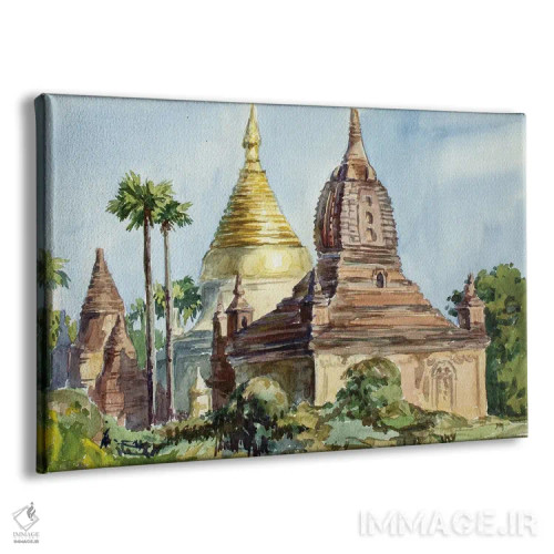 تابلو دکوراتیو پاگوداهای باگان در گذر زمان اثر کنتس آرت - نمای پرسپکتیو محصول