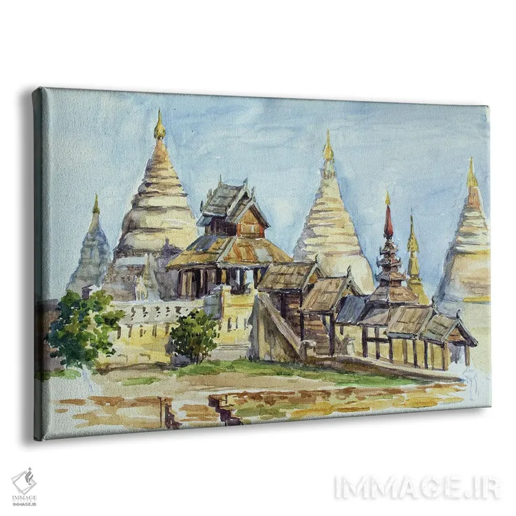 تابلو دکوراتیو معبد چوبی بودایی باگان اثر کنتس آرت - نمای پرسپکتیو محصول