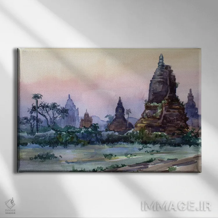 تابلو دکوراتیو طلوع آفتاب باگان اثر کنتس آرت - نمای روبهرو روی دیوار