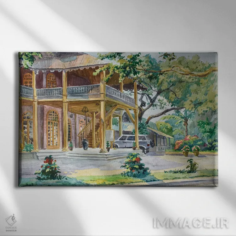 تابلو دکوراتیو ویلای باگان به سبک استعماری اثر کنتس آرت - نمای روبهرو روی دیوار