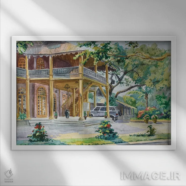 تابلو دکوراتیو ویلای باگان به سبک استعماری اثر کنتس آرت - نمای قابدار سفید