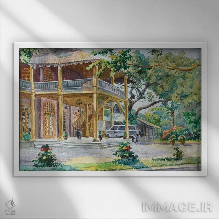 تابلو دکوراتیو ویلای باگان به سبک استعماری اثر کنتس آرت - نمای قابدار سفید