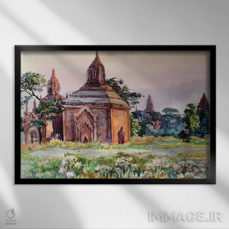 تابلو دکوراتیو صبح زود باگان اثر کنتس آرت - نمای قابدار مشکی