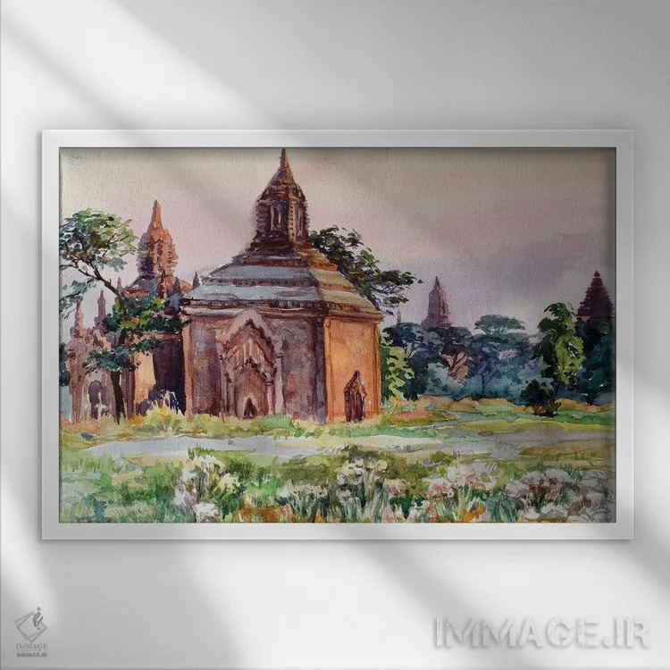 تابلو دکوراتیو صبح زود باگان اثر کنتس آرت - نمای قابدار سفید