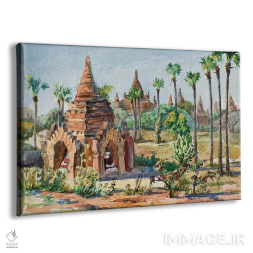 تابلو دکوراتیو پاگوداهای باستانی باگان برمه اثر کنتس آرت - نمای پرسپکتیو محصول