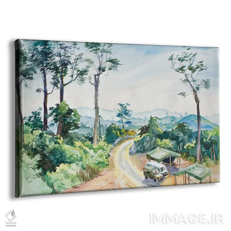 تابلو دکوراتیو اردوگاه نظامی برمه در جنگل ها اثر کنتس آرت - نمای پرسپکتیو محصول