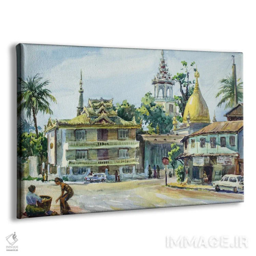 تابلو دکوراتیو میدان یانگون برمه اثر کنتس آرت - نمای پرسپکتیو محصول