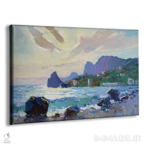 تابلو دکوراتیو شکسته شدن امواج در پرسیمیزا اثر کنتس آرت - نمای پرسپکتیو محصول