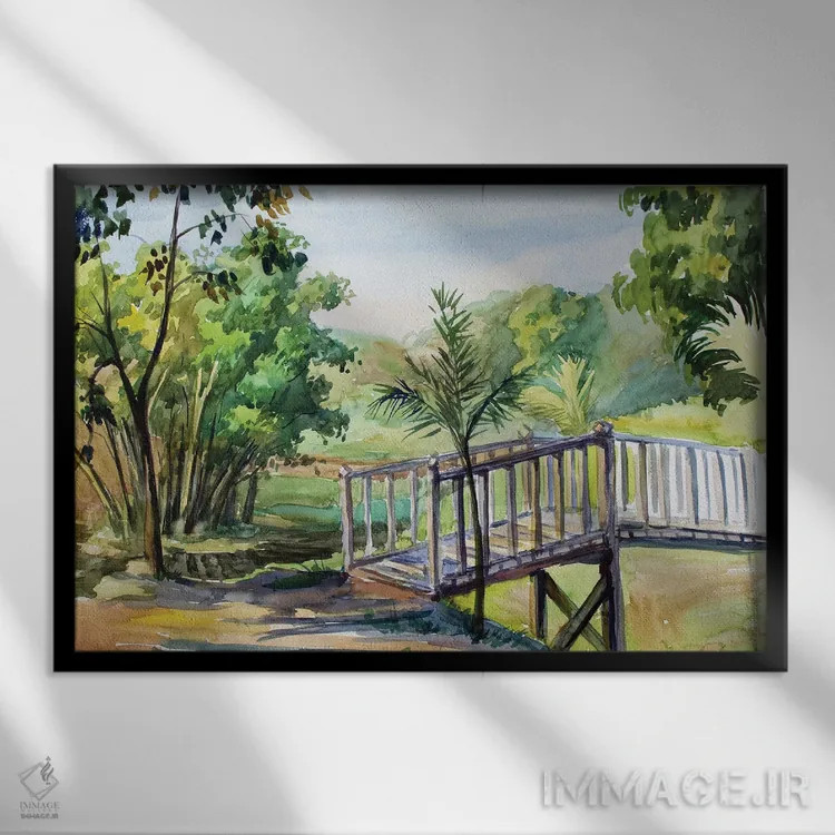 تابلو دکوراتیو پل یانگون برمه اثر کنتس آرت - نمای قابدار مشکی