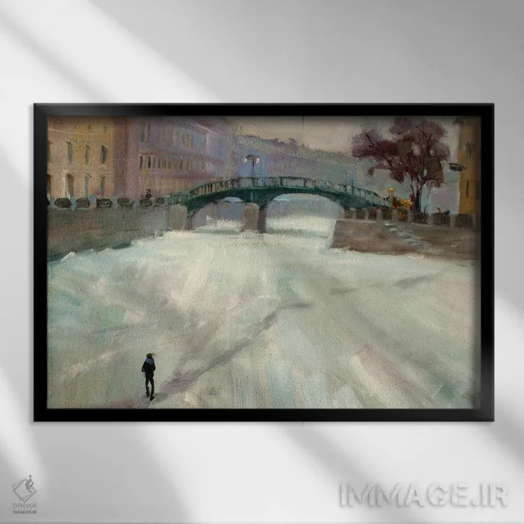 تابلو دکوراتیو پل انگلیسی سن پترزبورگ اثر کنتس آرت - نمای قابدار مشکی