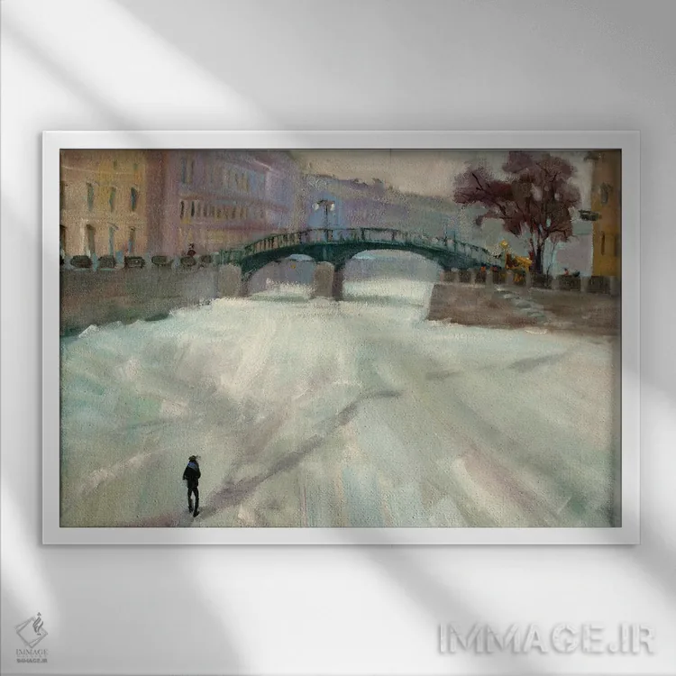 تابلو دکوراتیو پل انگلیسی سن پترزبورگ اثر کنتس آرت - نمای قابدار سفید