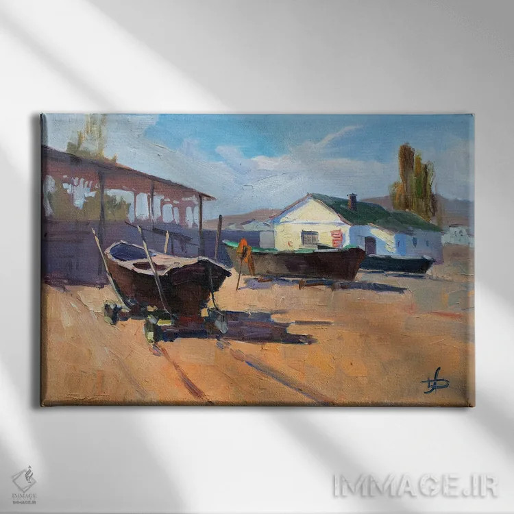 تابلو دکوراتیو قایق های ماهیگیری I اثر کنتس آرت - نمای روبهرو روی دیوار