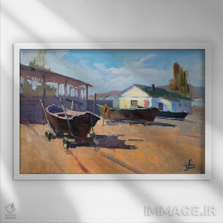 تابلو دکوراتیو قایق های ماهیگیری I اثر کنتس آرت - نمای قابدار سفید