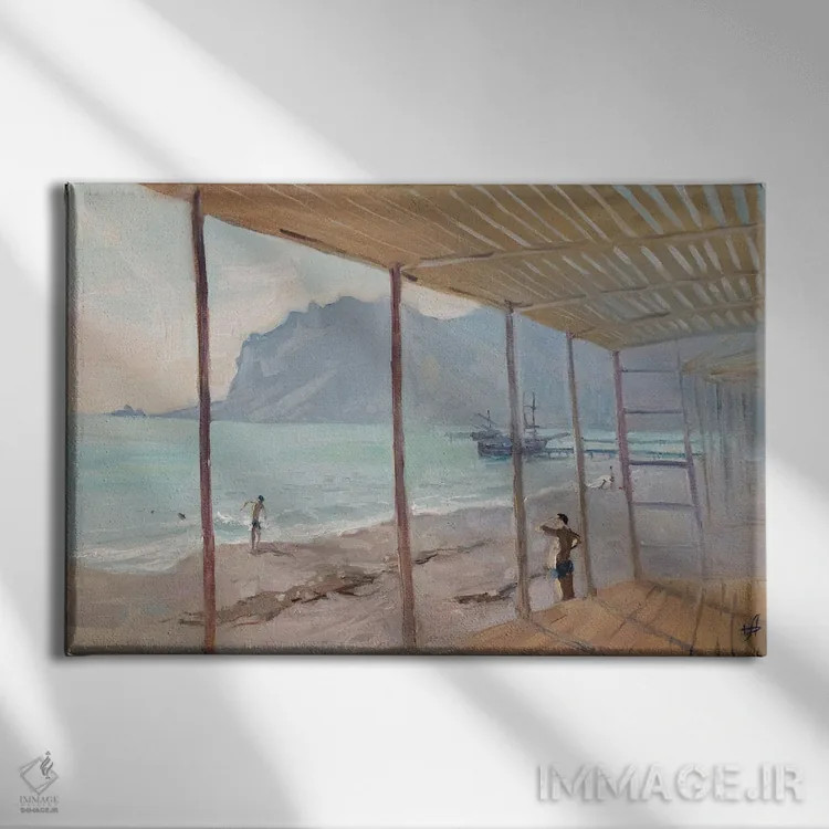 تابلو دکوراتیو شناگران پاییزی کوکتبل اثر کنتس آرت - نمای روبهرو روی دیوار