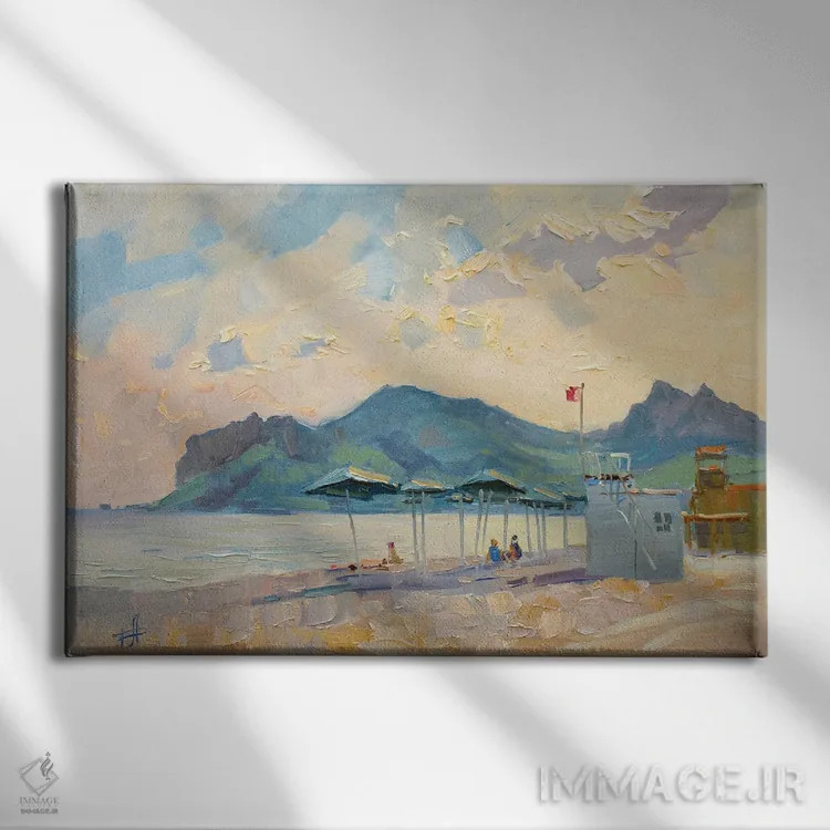 تابلو دکوراتیو ساحل طولانی کوکتبل اثر کنتس آرت - نمای روبهرو روی دیوار